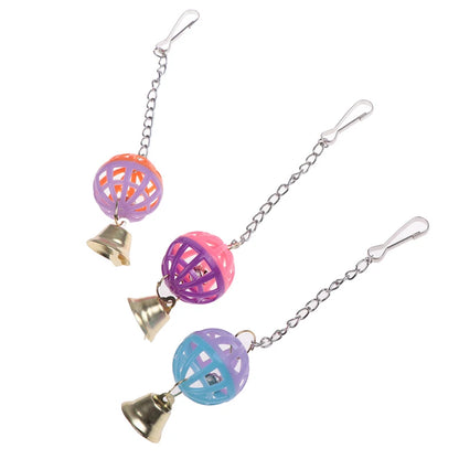 Cute Parrot Toys Pet Bird Parakeet Climb Bite Chew With Hanging Swing Bell Ball Bird Toy Pet Supplies For Parakeet Cockati