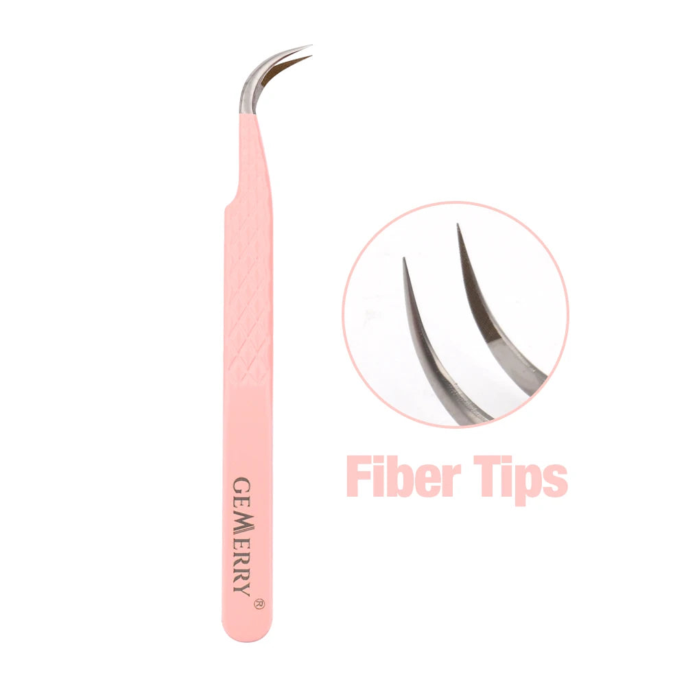 GEMERRY 1 Pcs Pink Gradient Angel Eyelash Tweezers Fiber Tips High Precision Professional Stainless Steel Tool