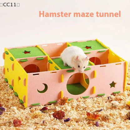 〔CC11〕Removable Felt Maze Hide Nest Hamster Passage Little Pet Nest Sugar Glider Hamster Golden Bear Pet Toy Indoor Pet Supplies