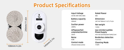 DIVEDEER White/Black Home Automatic No Spray or Water spray Window Cleaning Robot Intelligent Wipe  High-rise Large Area Window