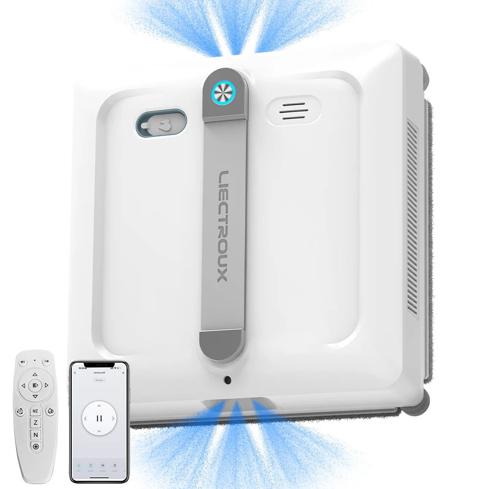 2026 Robot Window Vacuum Cleaner Liectroux S9, 10000Pa,2 Roller Brush,6-Way Water Spray,APP Control,Smart Glass Wall Cleaning