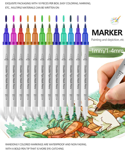 12-72 Colors Art Markers – Waterproof & Quick-Drying | For DIY Painting on Stone, Wood, Paper | Art Stationery & School Supplies