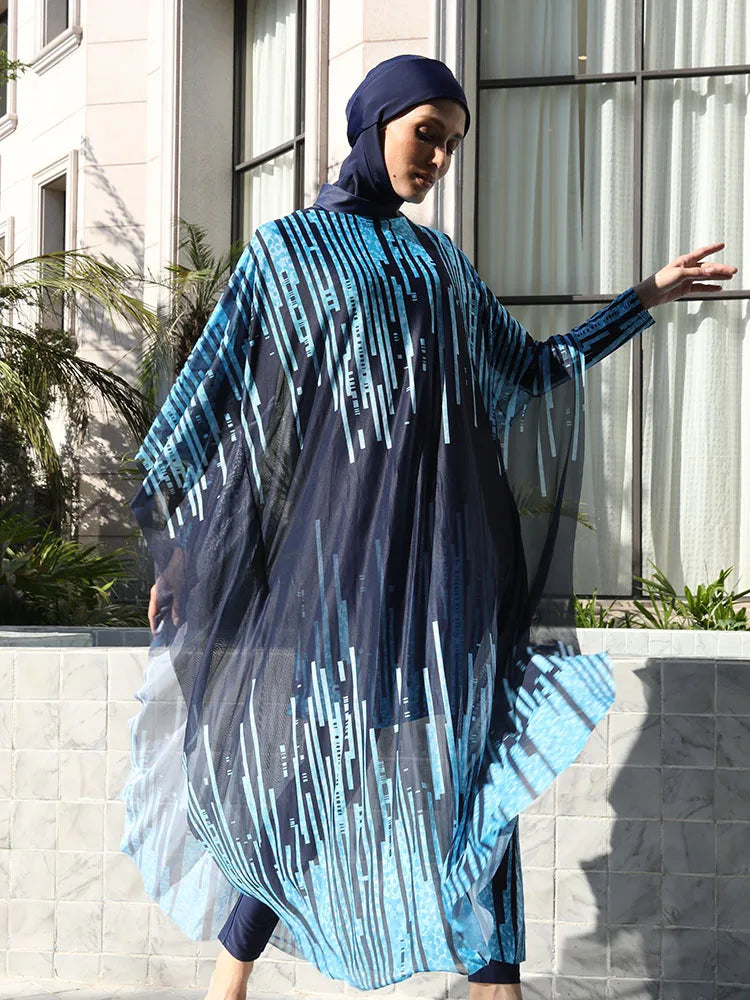 3/4PCS Muslim Burkini Women femmes Swimming Suit Modest Swimwear Islamic Long Sleeve Full Cover Hijab , Quick Drying, UPF50+