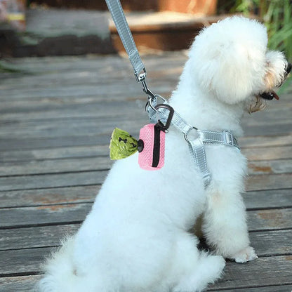 Pet Poop Bag Storage Bag Dispenser Mesh Fabric Pooper Bag Dispenser LeashHook Waste Bag Pet Supplies for Outdoor Activity