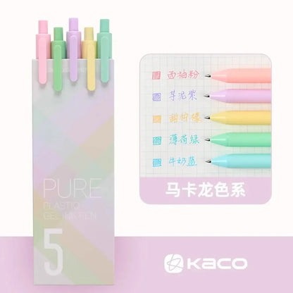 5Pcs New 2025 Kaco Sunrise Impression Cute Colors Gel Pens 0.5mm Retractable Kawaii Pen Stationery for Kids School Supplies