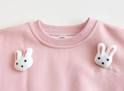 Children's Sweatshirt Spring and Autumn Three-dimensional Rabbit Girl Kids Versatile Cute Cartoon Top Pullover Baby Clothing