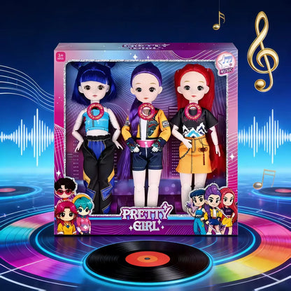 2026_Cute Doll Wearing KPop Witch Huntress Costume 3D Eyes Music-Playing Toy with Movable Joints for Girls And Boys
