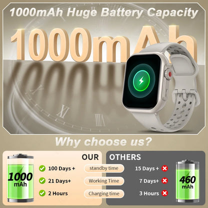 LIGE New 1000mAh Big Battery Smart Watch Full Touch Bluetooth Call Men's Watches 100+ Sports Mode Heart Rate Monitor Smartwatch