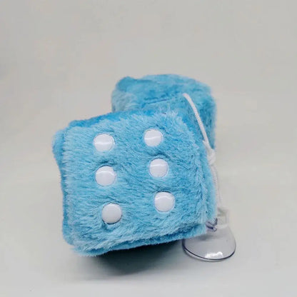 Big Long Hair Hot Stamping Dot Dice Plush Toy Cube Pendant Car Ornament Sieve Anime Car Decoration Accessories Auto Pendant
