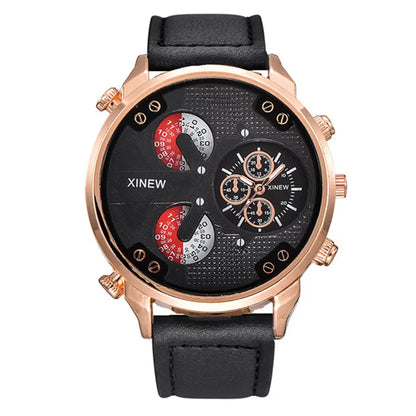 Original XINEW Brand Men Watches Black Boys Fashion Leather Band Gifts Quartz Watch Relogio Masculino Montre Homme Reloj Hombre