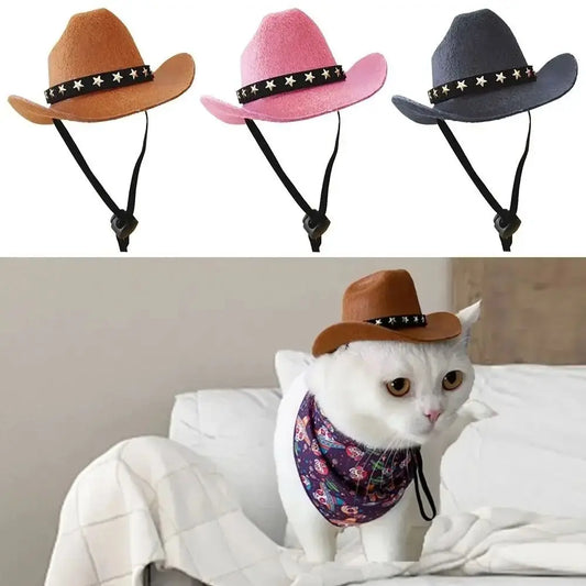 British Pet Cat Dog Hat Star Cowboy Hat Pet Supplies Adjustable Dog Costume Top Hat Headwear Dogs Caps Pet Sun Hats for Cats