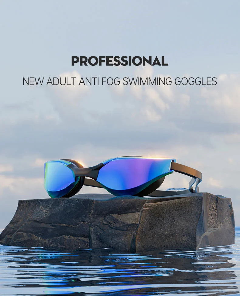 JSJM New Professional Swimming Goggles for Adults HD Anti-Fog Waterproof Silicone Swim Cap + Swim Glasses for Men & Women Gifts