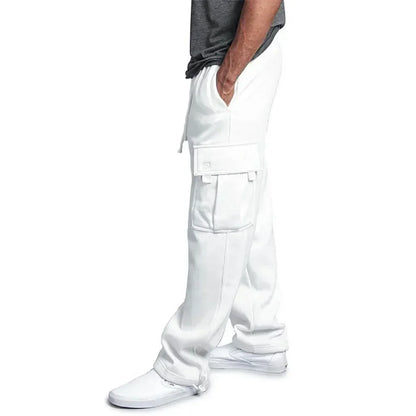 Men Cargo Jogger Pants Autumn Winter Fleece Sweatpants Loose Trousers Multi Pocket Overalls Hip Hop Streetwear Cargo Long Pants