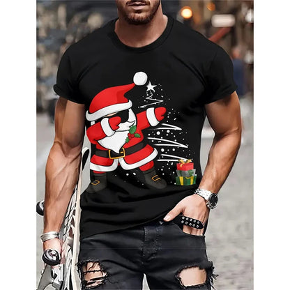 Christmas Tree Pattern T-Shirt For Men Funny Santa Claus 3D Printed Tees Summer Casual Short Sleeve O-Neck Tops Unisex T-Shirts
