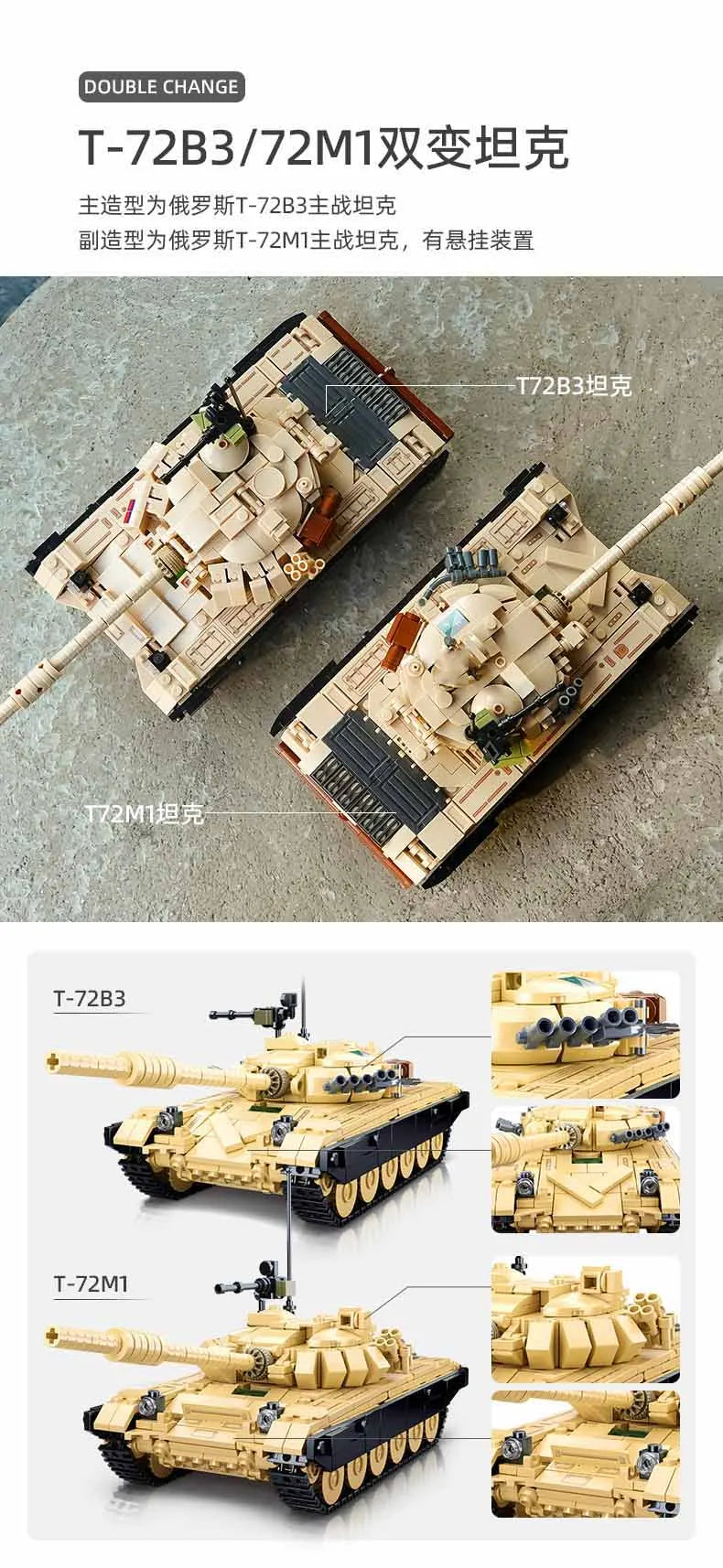 Military Vehicles Tank Sets SWAT Army City Police T34 Model Building Blocks DIY Brick Kids Toys Classic World War II WW2