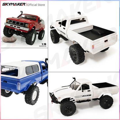WPL C24-1 Full Scale RC Car 1:16 2.4G 4WD Rock Crawler Electric Buggy Climbing Truck LED Light On-road 1/16 For Kids Gifts Toys