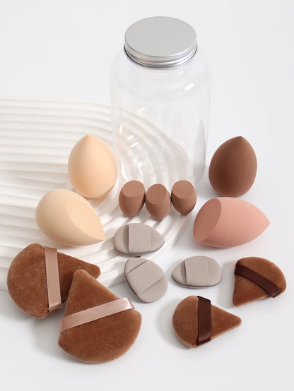 14 Piece Cosmetic Sponge Set, Cosmetic Sponge Finger Puff, Dry and Wet Foundation Make-Up Cosmetic Puff
