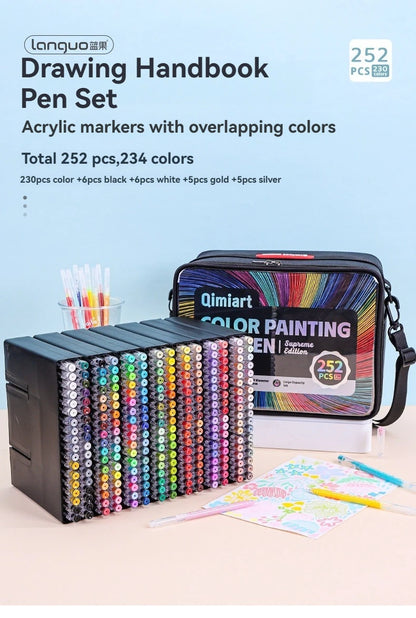 Languo 234colors/252 PCS Multi-Color Handbook Pen 0.6mm Large Capacity Gel Pen Marker Pens Set School Office Supplies Stationery