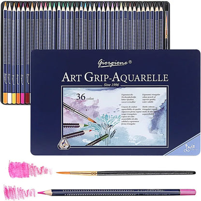 Professional Watercolor Pencil Set 12/36/48/72/120 Coloured Pencils Water Soluble Sketching Pencils with Brush Art Supplies