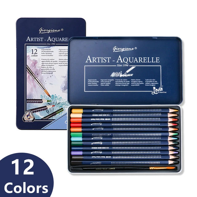 Professional Watercolor Pencil Set 12/36/48/72/120 Coloured Pencils Water Soluble Sketching Pencils with Brush Art Supplies