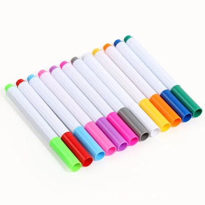 Smooth Flow Quick Dry Vivid Colors for Sketching Doodling on Acrylic 12Pcs Erasable Liquid Pens Luminous LED Board Pen Set