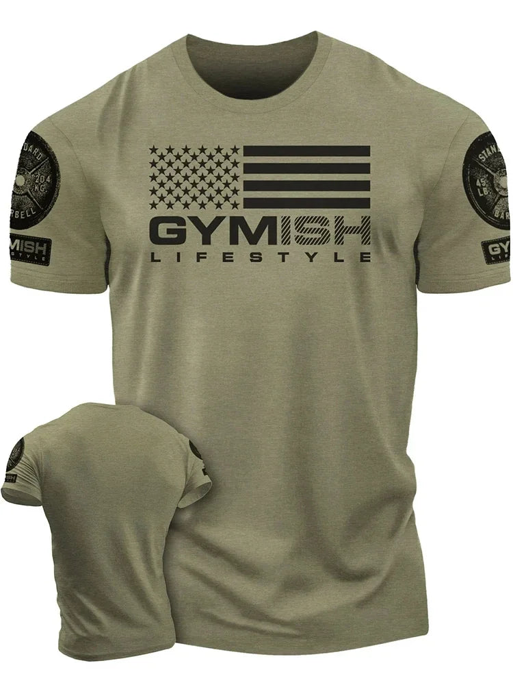 3D Printed Workout Men's T-Shirt  For Comprehensive Exercise Funny Gym T-Shirt Men's Short Sleeves Muscle Man Tough Guy T-Shirt