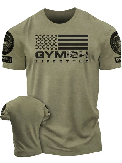 3D Printed Workout Men's T-Shirt  For Comprehensive Exercise Funny Gym T-Shirt Men's Short Sleeves Muscle Man Tough Guy T-Shirt