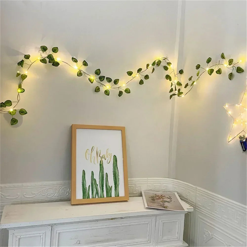 Solar 2M/5M/10M Flower Green Leaf String Light Artificial Vine Fairy Light Tree Eave Garland Light for Party Wedding Home Decor
