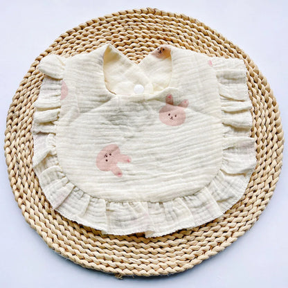 New Spring and Summer Baby Small Floral Bib, Girls' Gauze Ruffle Bib, Cute Baby Drool Towel