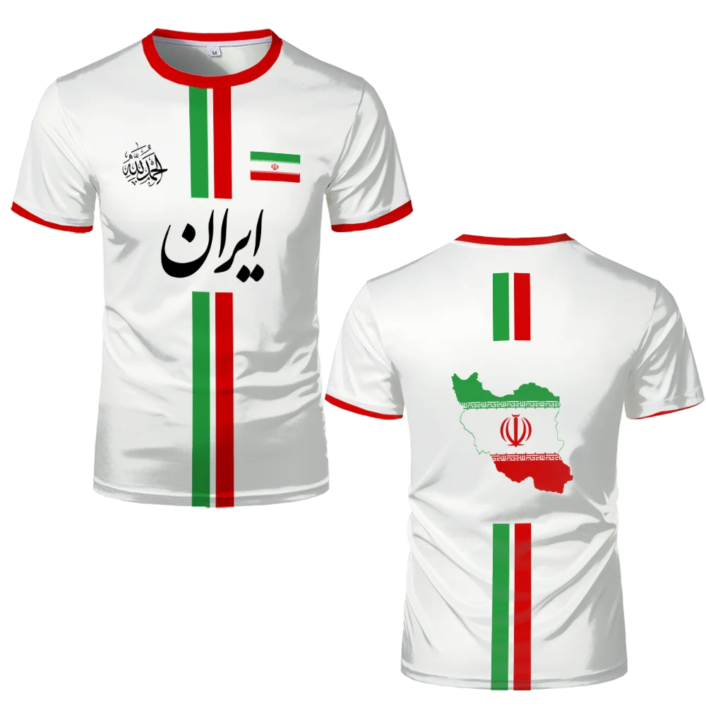 Summer New Iran Football Jersey Men's Surfing T-shirt Short Sleeve Tees Soccer Uniforms Casual Iranian Flag Graphic Sports Tops