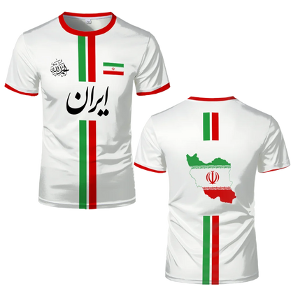 Summer New Iran Football Jersey Men's Surfing T-shirt Short Sleeve Tees Soccer Uniforms Casual Iranian Flag Graphic Sports Tops