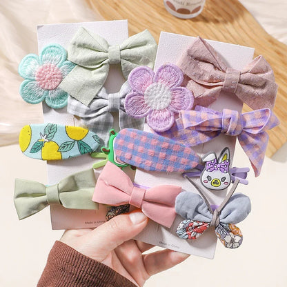 5/7pcs Baby Girl Hair Clips Set Cute Floral Bow Bunny Princess Hairpin for Toddler Girl Lovely Bang Side Clip Hair Accessories