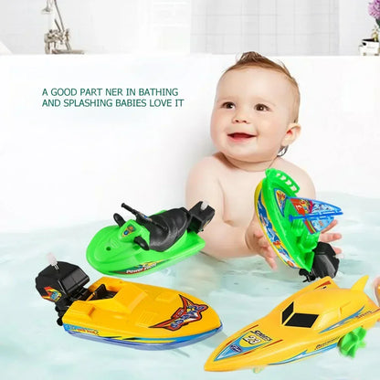 Wind Up Clockwork Float In Water Speed Boat Ship Children Bath Toys Random Color Kids Pool Swimming Bathtub Bath Toys