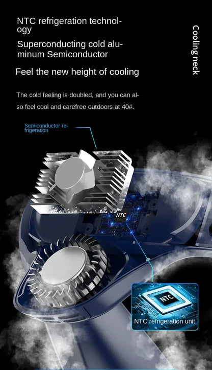 720 Degree Cooling Neck Hanging Fan Rechargeable Semiconductor Cooling Bladeless Mute Fan Portable Wearable Summer Air Cooler