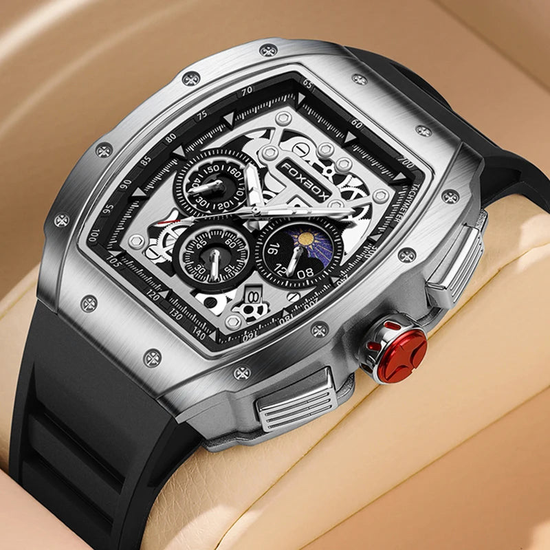 Relogio Masculino FOXBOX Men Watch LIGE Top Brand Luxury Military Square Watch Men Military Waterproof Quartz Watches For Men