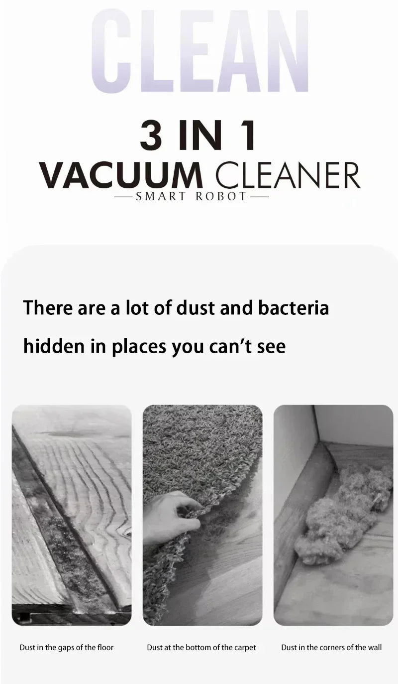 Long battery life Automatic Sweeping Robot Portable Mini Home Vacuum Cleaner USB Rechargeable Wet Dry 3-in-1 Sweeping Machine