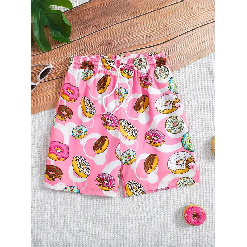 Harajuku Casual Shorts Men Women Ice Cream Sports Gym Shorts Fitness 3D Print Quick Dry Holiday Board Shorts Summer Male Shorts