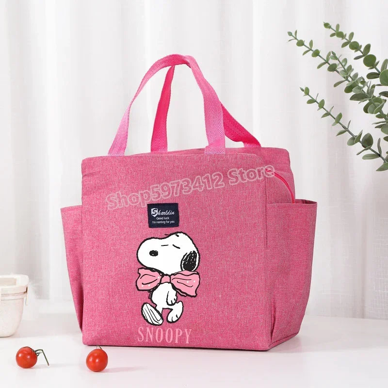 Snoopys Portable Lunch Drink Carrier Insulated Bag Fresh Cooler Pouch Food Thermal Box Tote Picnic Container Bags Cute Kids Gift