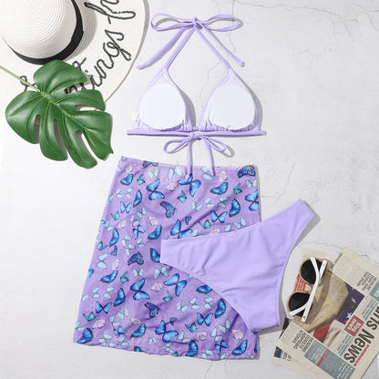 3 Pieces Bikini Set With Skirt  Tie Dye String Thong Bathing Suit Women Swimsuit Female  Swimwear Beach Wear Swim Lady Summer