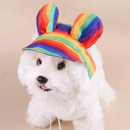 Pet Supplies With Ear Dog Sunscreen Hat Cute Colorful Dog Fisherman Hat Adjustable Pet Baseball Cap Small and Medium Dogs