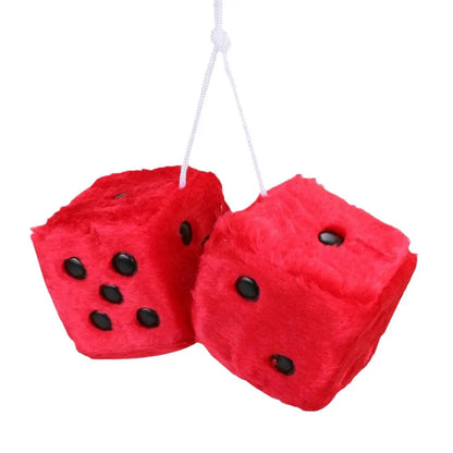 Big Long Hair Hot Stamping Dot Dice Plush Toy Cube Pendant Car Ornament Sieve Anime Car Decoration Accessories Auto Pendant