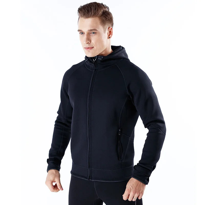 Unisex 2MM Neoprene Long Sleeves Jacket Hooded Cold and Waterproof Warm Top Windbreaker for Men and Women