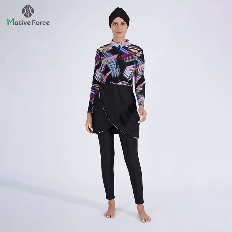 3PCS/Set Women Muslim Clothing Muslim Swimwear Long Sleeve Sport Swimsuit Burkini Swimming Maillot Bain Femme Musulmane Suit
