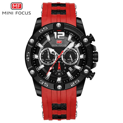 MINI FOCUS Multifunctional Sports Quartz Watch Mens Watches Waterproof Chronograph Wrist Watch with Date Luminous Hands 0349G