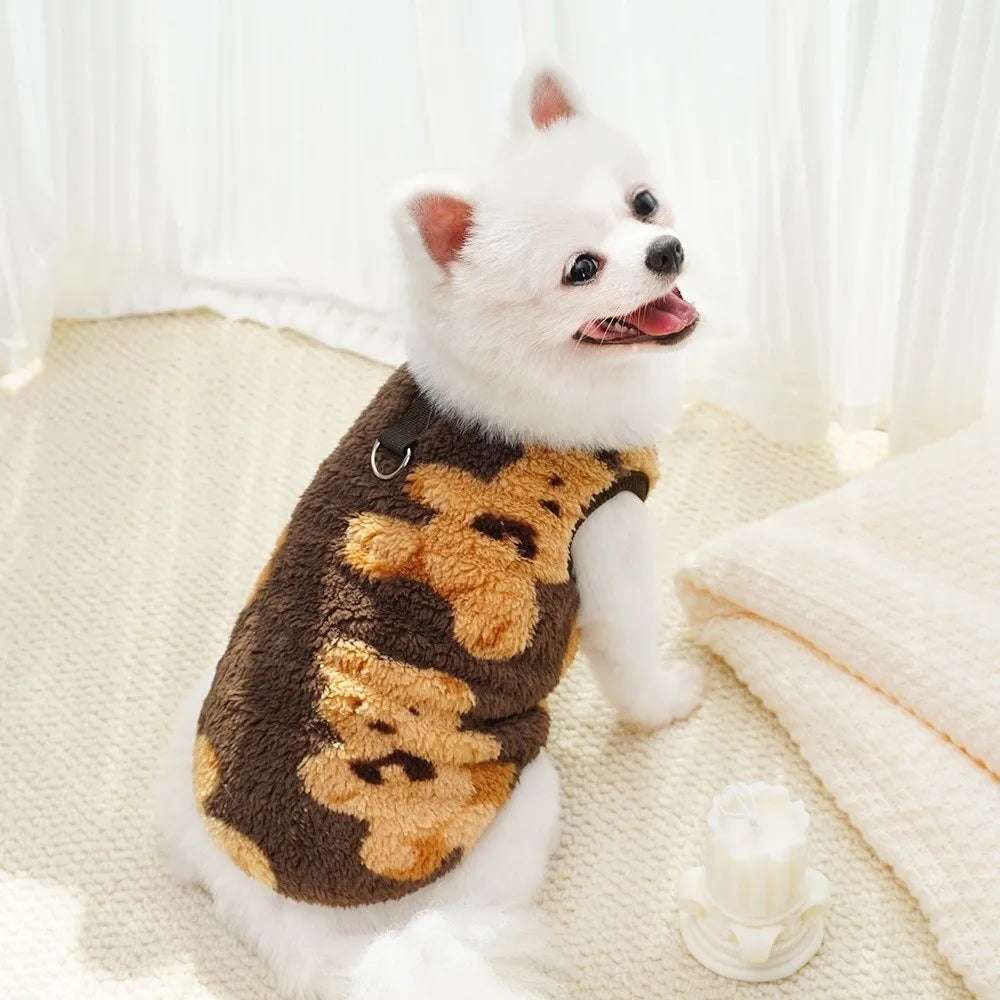 New XS-9XL Winter Puppy Clothes Warm Fleece Dog Sweater Dog Vest Cute Bear Pattern Pet Supplies Vest Pitbull New Year's Gift