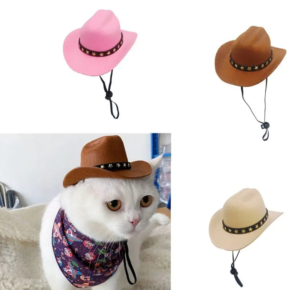 British Pet Cat Dog Hat Star Cowboy Hat Pet Supplies Adjustable Dog Costume Top Hat Headwear Dogs Caps Pet Sun Hats for Cats