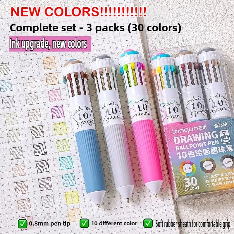 Languo 120 Color Ballpoint Pen 0.8mm Cartoon Soft Grip Press Multicolor Writing Pen for Drawing Overlay School Office Supplies