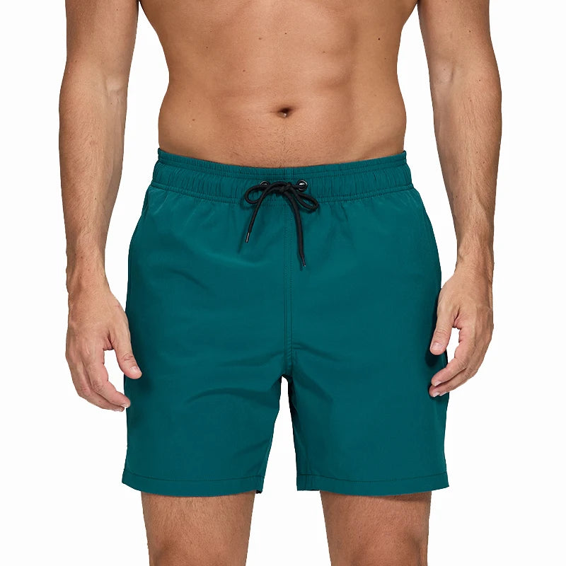 Datifer Brand 2026 Summer Mens Shorts Solid Polyester Gym Traje De Baño Hombre Breathable Mesh Liner Side Pockets Sport Swimwear