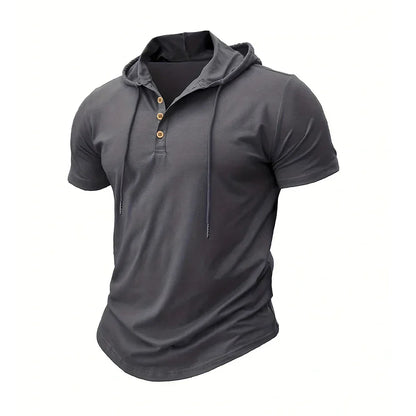 Men's T Shirt Summer Slim Fitness Hooded Short-Sleeved Tees Male Lightweight Hoodie Fitness Breathable Sports Tops