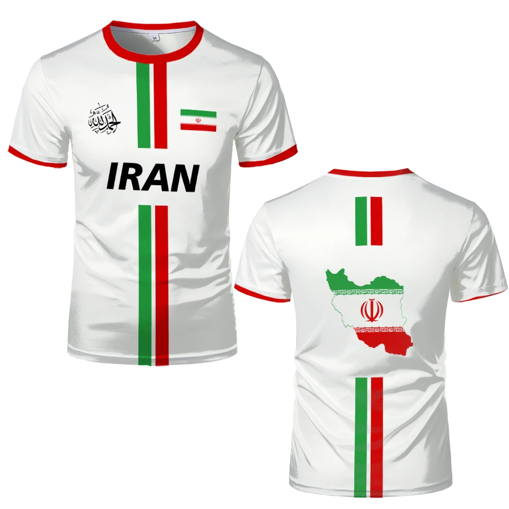 Summer New Iran Football Jersey Men's Surfing T-shirt Short Sleeve Tees Soccer Uniforms Casual Iranian Flag Graphic Sports Tops